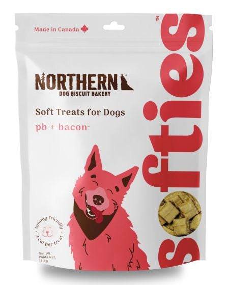 Package of Northern Dog Biscuit Bakery Softies pb + bacon treats for dogs