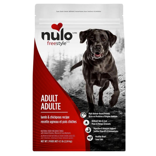 Nulo Freestyle dog food package with a black dog on a white background