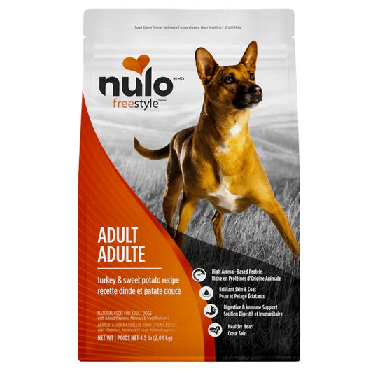 Nulo Freestyle dog food Turkey package with a dog on the label