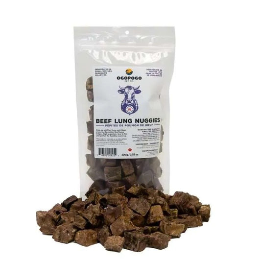 OGOPOGO Pet Co Beef Lung Nuggies Dog Treats Front