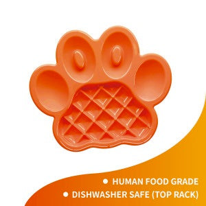 Orange paw-shaped silicone mold on a white background