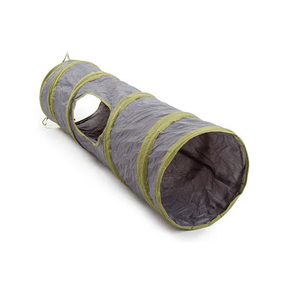 Gray pet tunnel with green trim on a white background