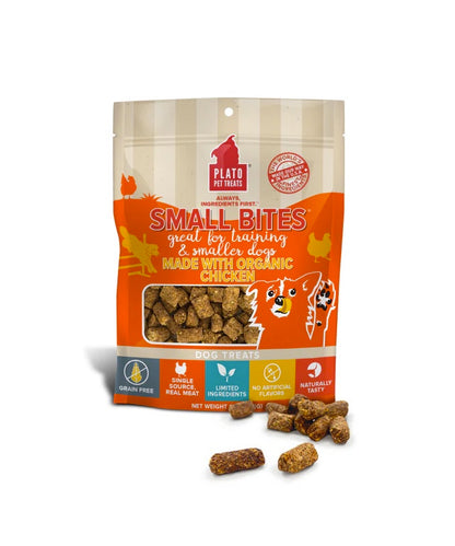 Plato Small Bites with Organic Chicken Dog Treats Front