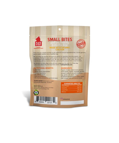 Plato Small Bites with Organic Chicken Dog Treats Back