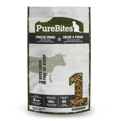 PureBites freeze-dried beef liver treat package for cats on a white background