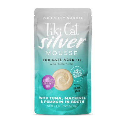 Tiki Cat Silver Mousse cat food package front on a white background at Harmony Pet Supplies Scarborough