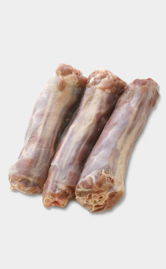Tollden farms Three Turkey neck bones pet food on a white background