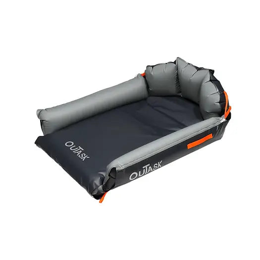 Inflatable camping mattress with 'OuTask' branding on a white background at Harmony Pet Supplies, Scarborough