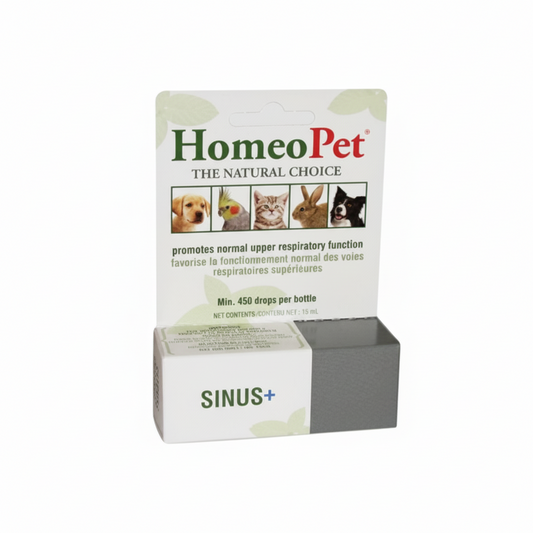 HomeoPet Sinus+ product packaging on a white background