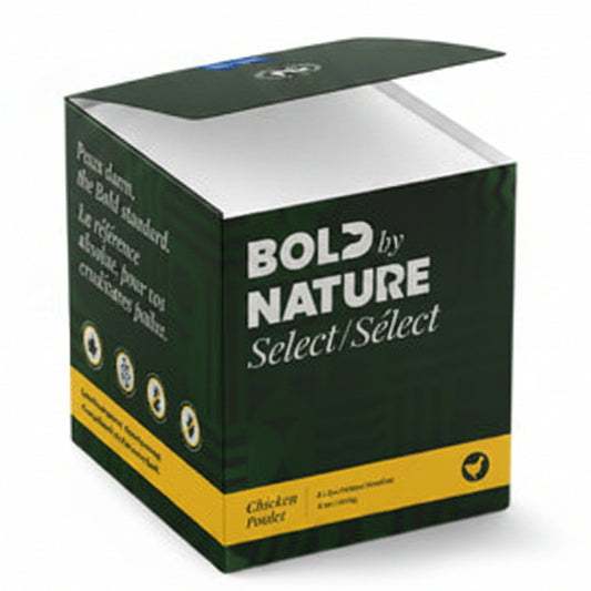 Box labeled 'Bold by Nature Select' with bilingual text on a white background