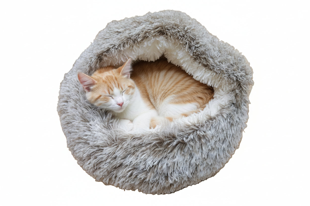 LuxurFurz - Plush Hooded Pet Bed