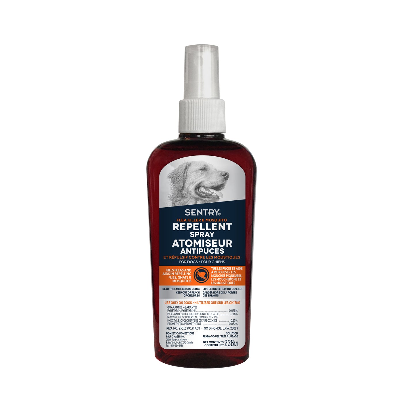 Sentry repellant spray bottle for dogs on a white background
