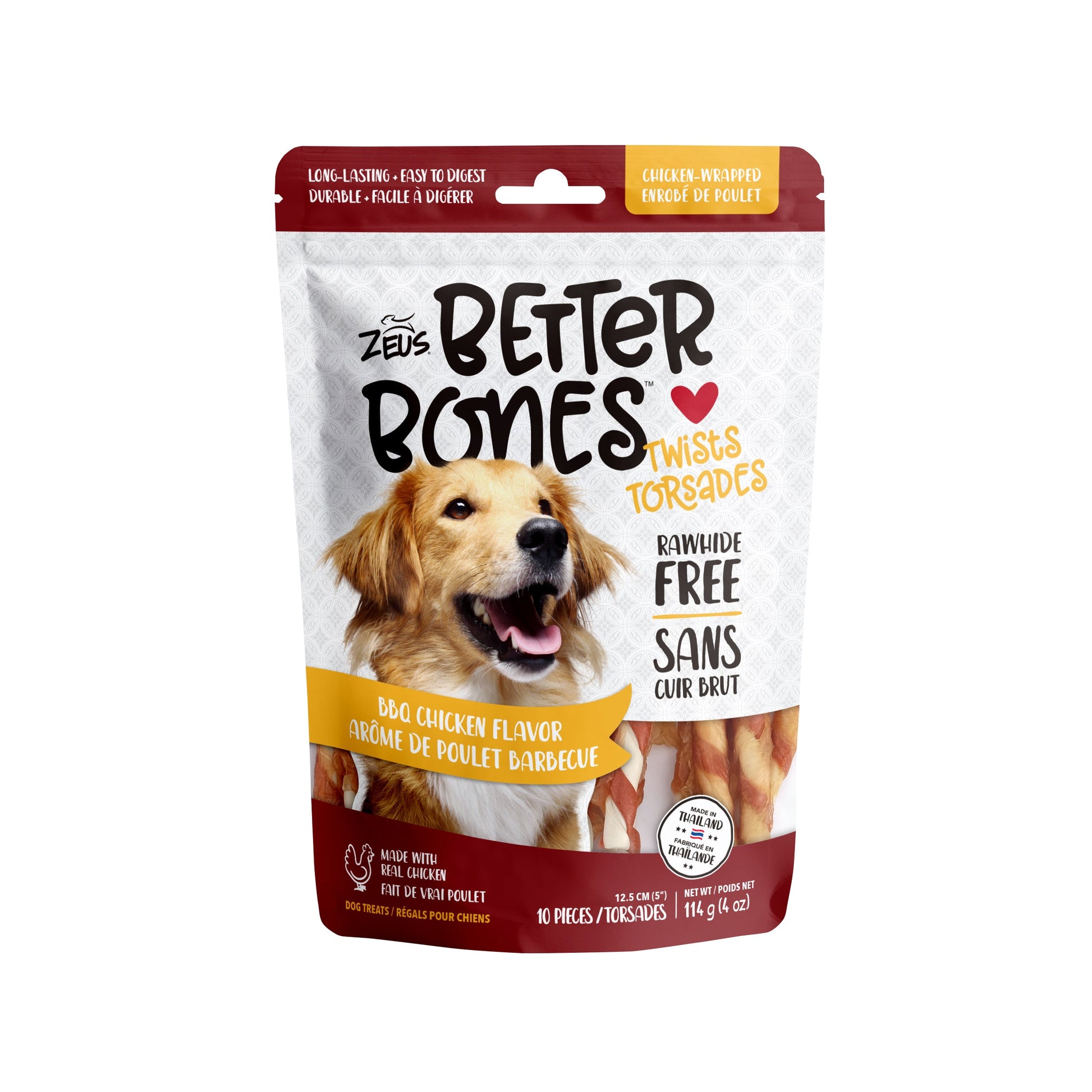 Zeus Better Bones - BBQ Chicken Flavor - Chicken-Wrapped Twists - Dog / 10pk - Dog Treats