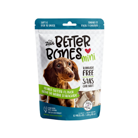 Zeus Better Bones - Peanut Butter Flavor - Mini Bones - Dog / 12pk - Dog Treats